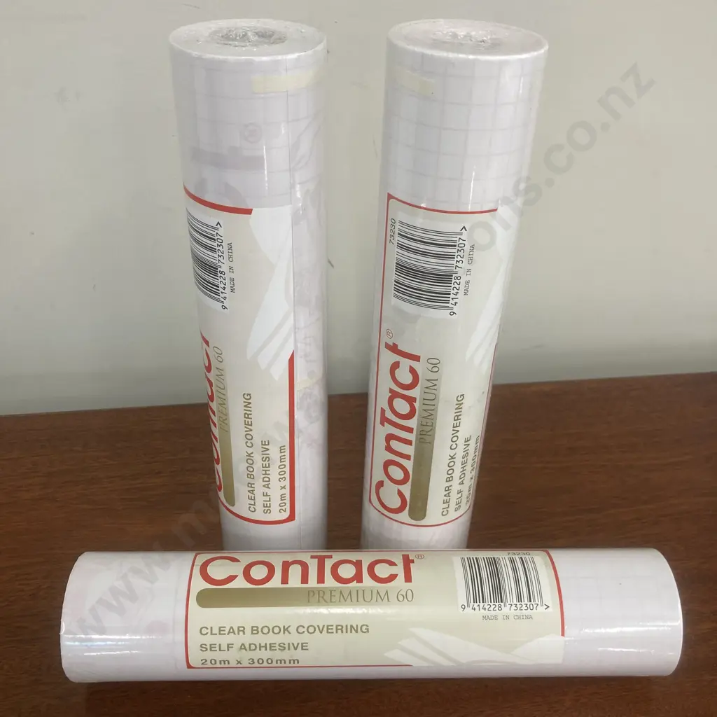 Lot of 3 Contact Premium Book Covering 60 micron 375mmx20m Clear Image 1++