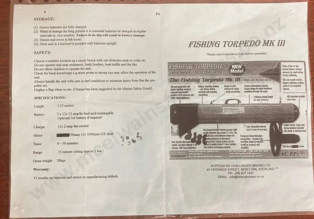 Kontiki - Challenger Fishing Torpedo MKIII (2018) New Batteries May 2022, Instructions, Heaps Of Spares Etc Image 1++
