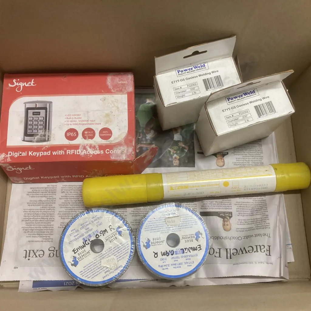Box Lot Signet Digital Keypad, PowerWeld Welding Wire, Blue Demon Welding Wire, Gemini Stainless Steel Electrodes Image 1++