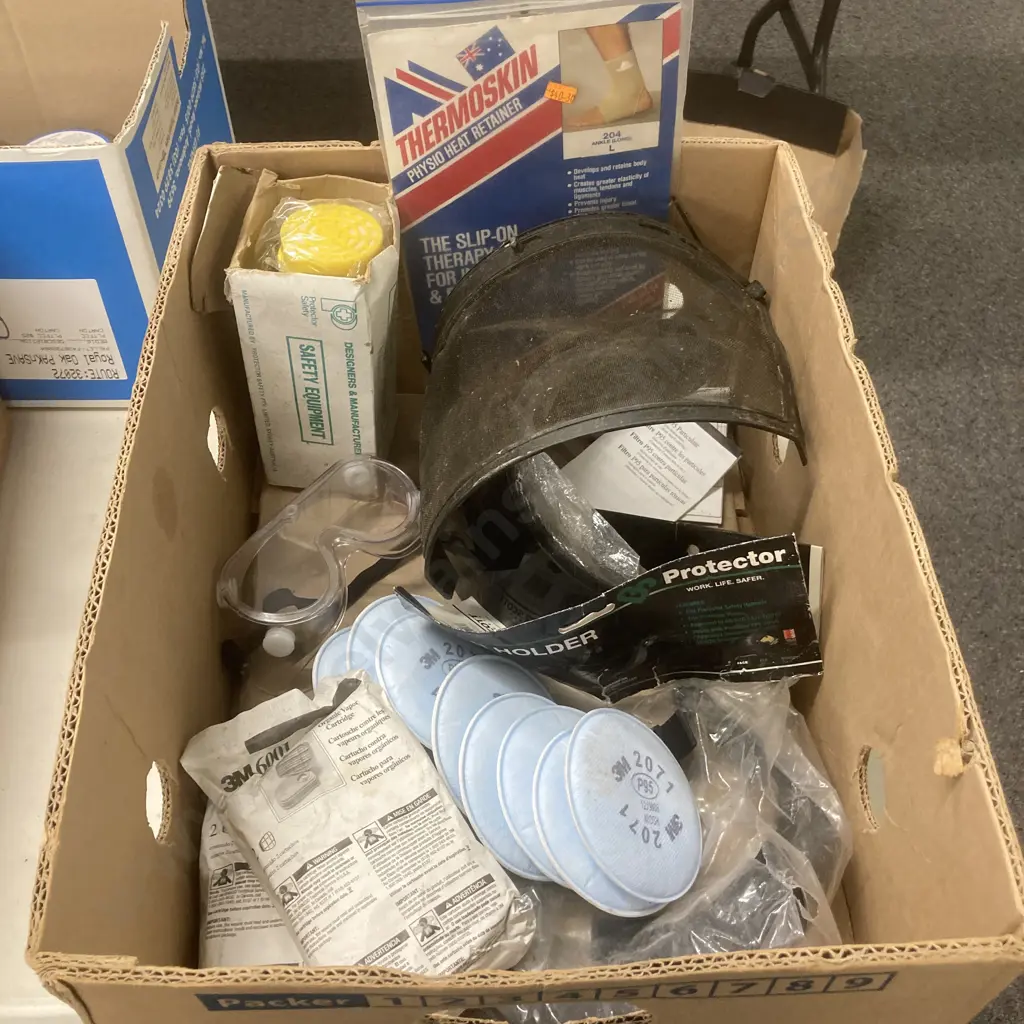 Box Lot Safety & Protective Items, Helmet Visors, Etc Image 1++