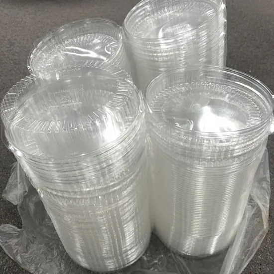 Large Bag of NZ Made Custom-Pak Round Clear Lidded Containers, Dia 20cm