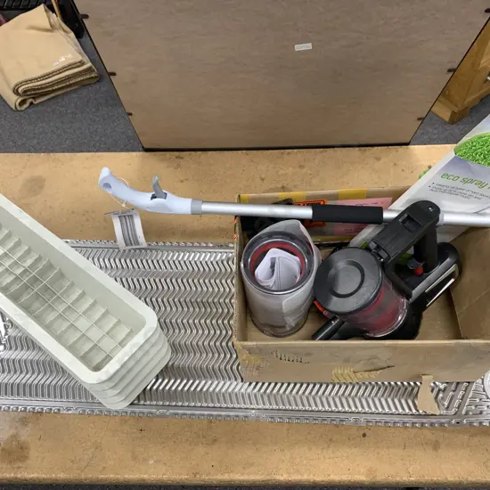 Box Lot Vacuum Parts, ECO Spray Mop Part, Plastic Troughs Etc (Dumped NCV)