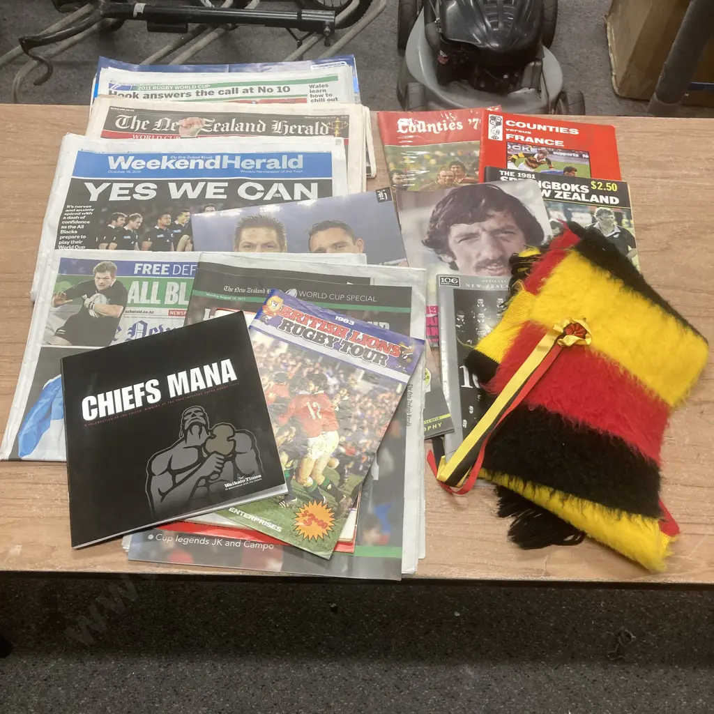 Lot of Rugby Memorabilia, NZ Herald, Publications, Chiefs, Scarf Etc Image 1++