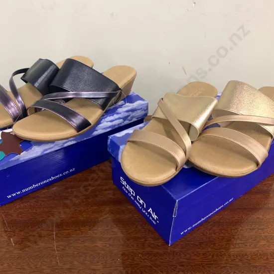 New Step On Air Ladies Sz 8 Rose Gold Shoes & Navy / Purple Shoes