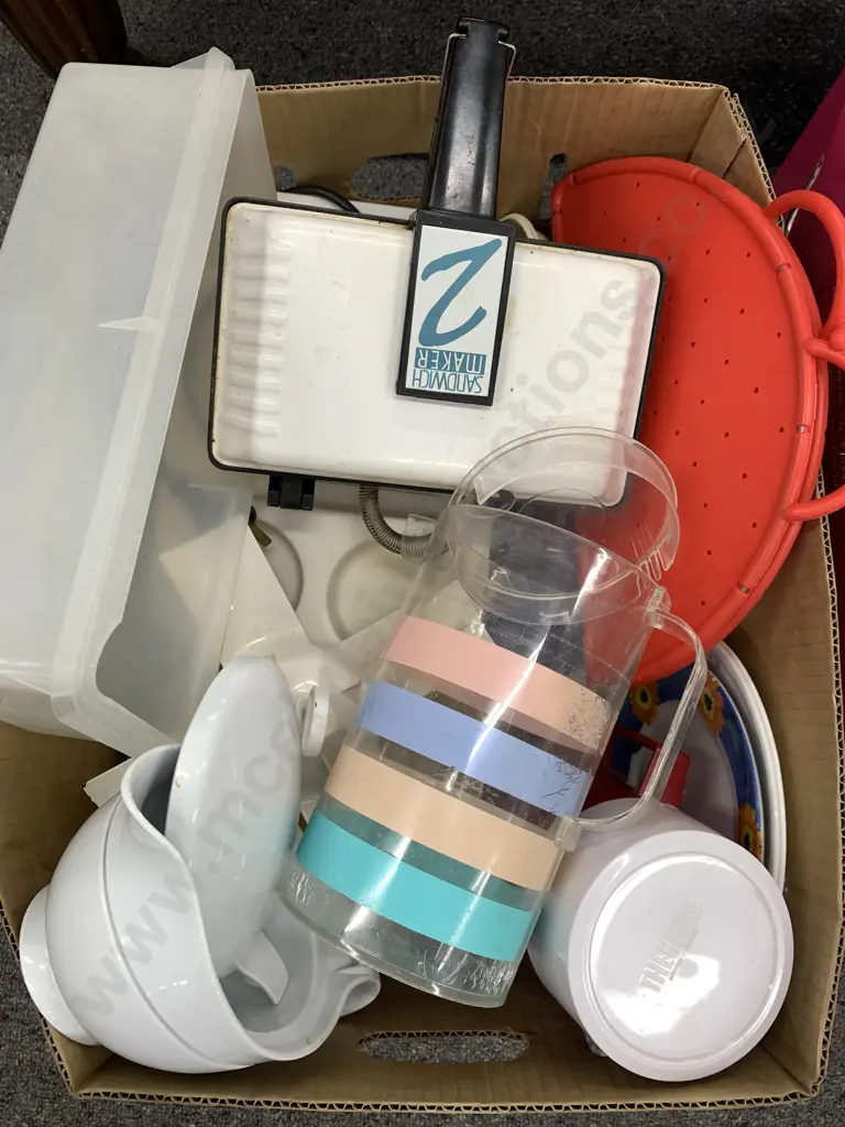 Assortment of Plastic Ware Including Thermos, Jugs, Toasted Maker Etc Image 1++