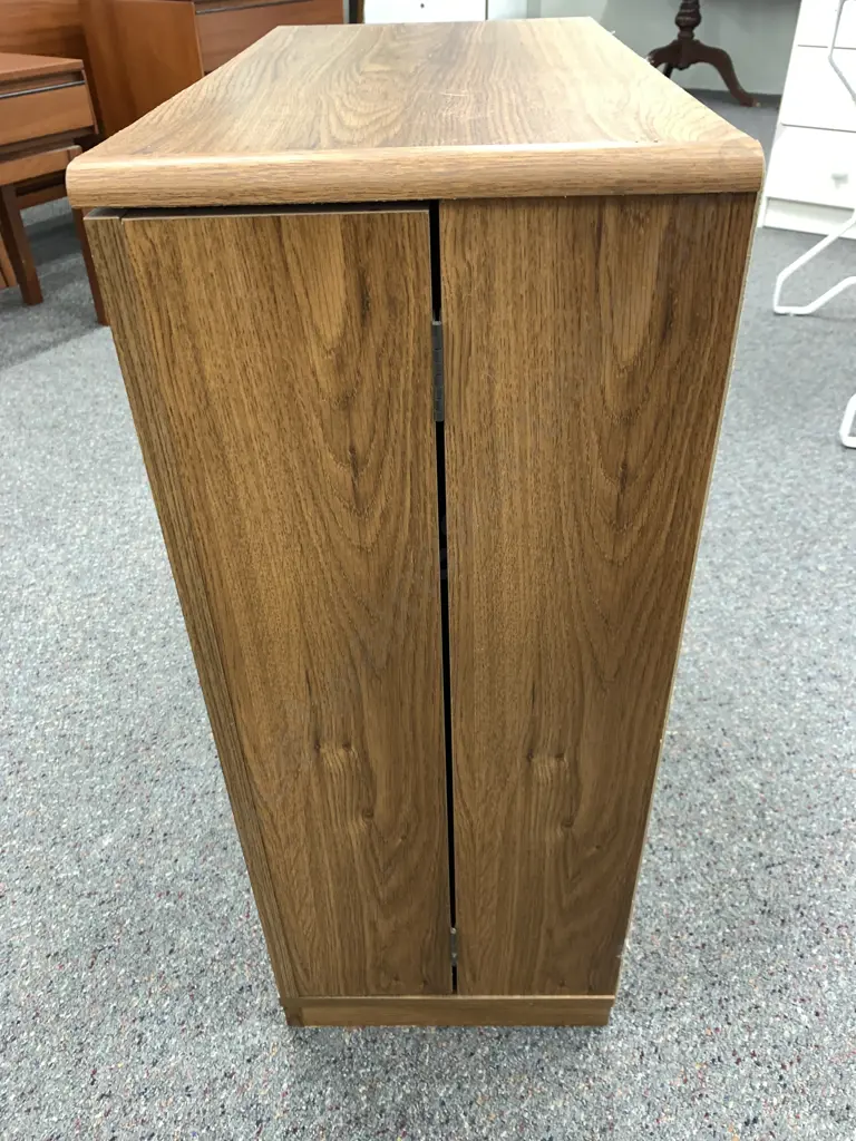 Vintage Wood Effect 2 Door DVD Storage Unit, H75 W60 D31cm Image 1++