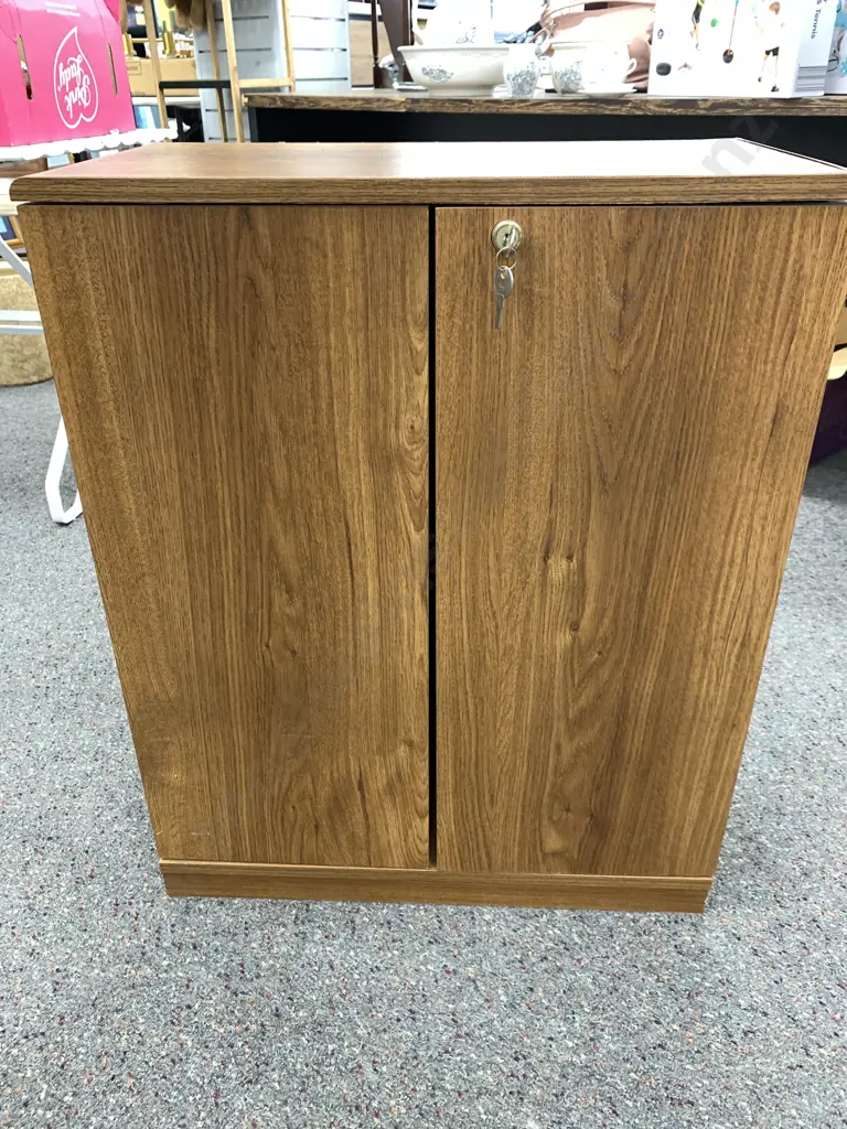 Vintage Wood Effect 2 Door DVD Storage Unit, H75 W60 D31cm Image 1++