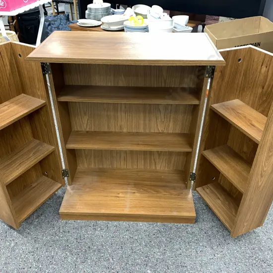 Vintage Wood Effect 2 Door DVD Storage Unit, H75 W60 D31cm