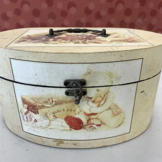 Oval Decorative Storage Box With Teddy Pattern