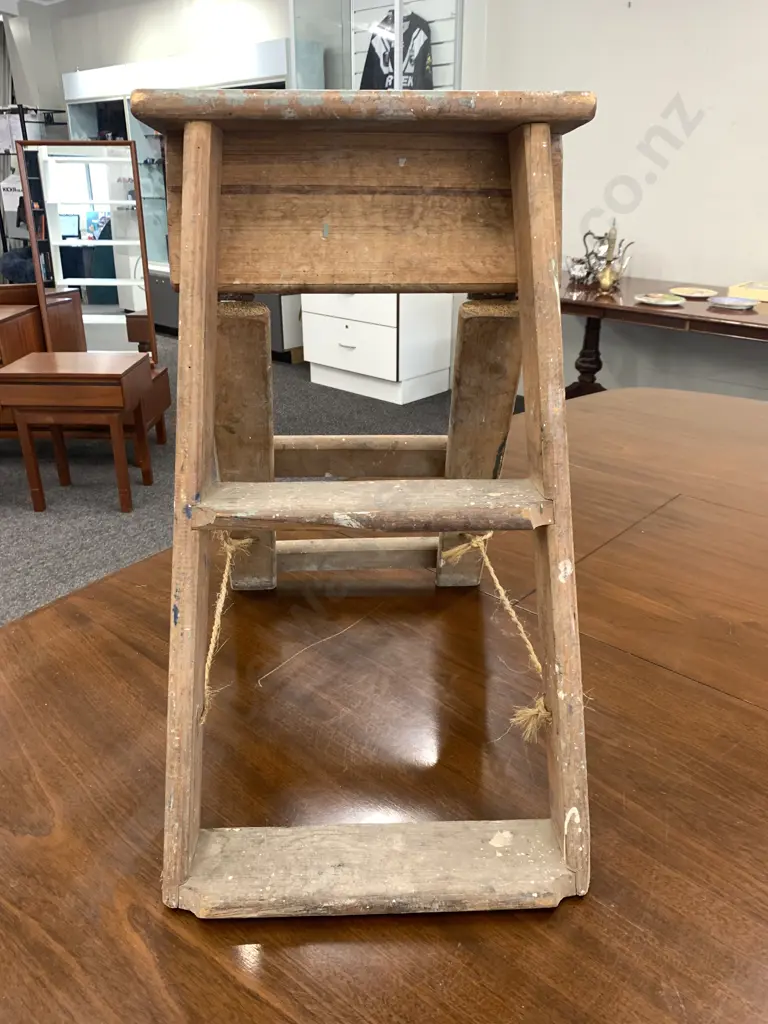 Vintage Wooden Stepladder, H62cm Image 1++