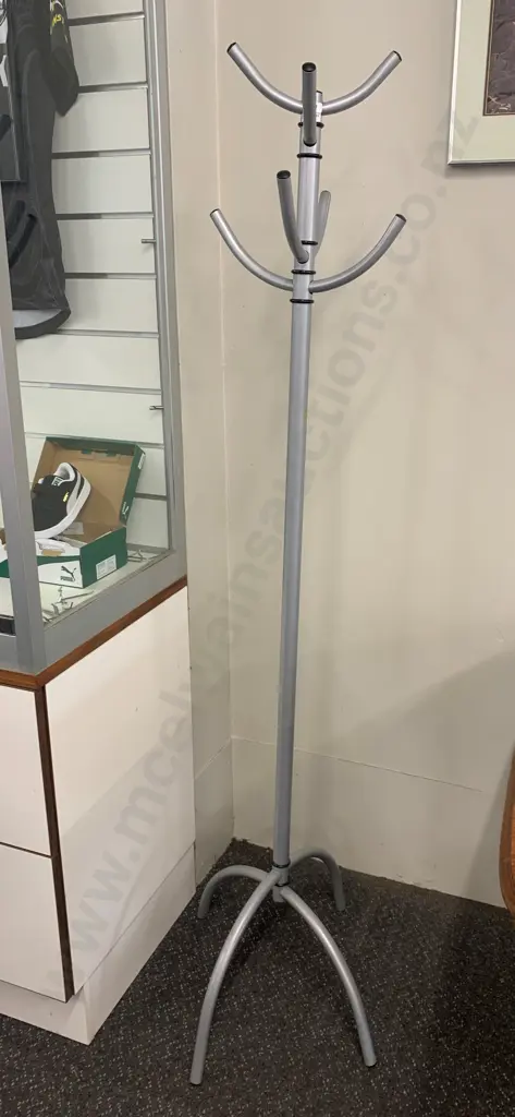 Modern Silver & Black Coat Stand 4 Swivelling Sections At Top, Adjustable Legs, H172cm Image 1++