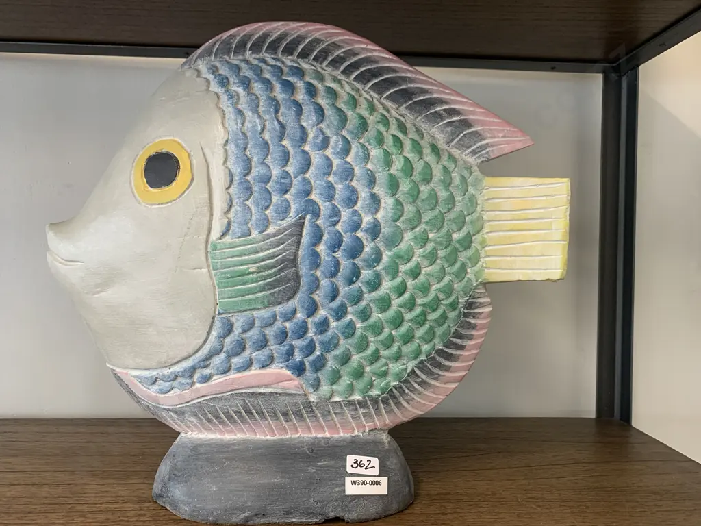 Vintage Hand Carved Wooden Large Tropical Fish - Thailand, Freestanding, 36 x 39.5cm Image 1++