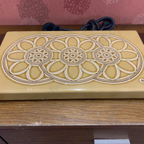 Retro 1970's Ralta Stay Hot Electric Heat-Storage Tray, Enamel With a Retro Pattern, 42 x 20cm
