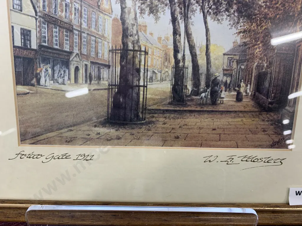 Framed Artwork Derby Friargate 1921 by W.E.Mosley, 21.5 x 27cm Image 1++