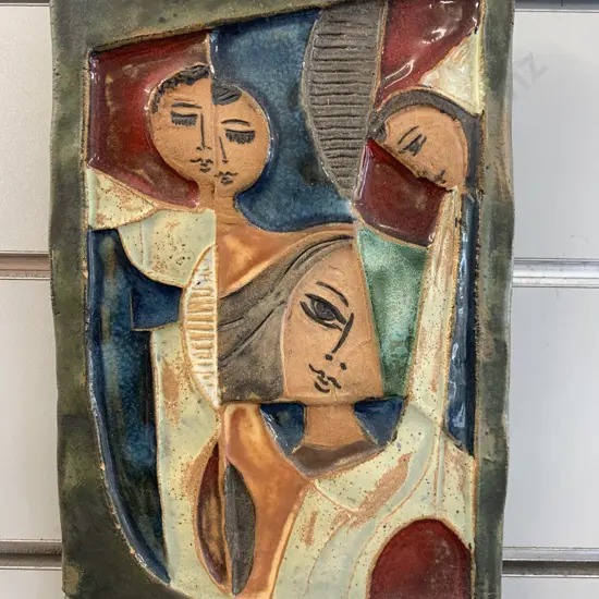 Vintage Ruth Factor Glazed Ceramic Relief Tile, 22 x 14cm