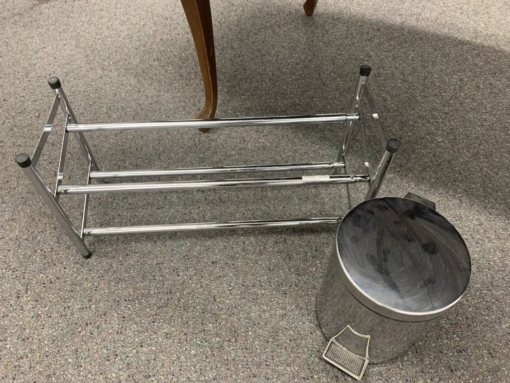 5 Litre Stainless Steel Pedal Bin With a Adjustable Chrome Shoe Rack Image 1++