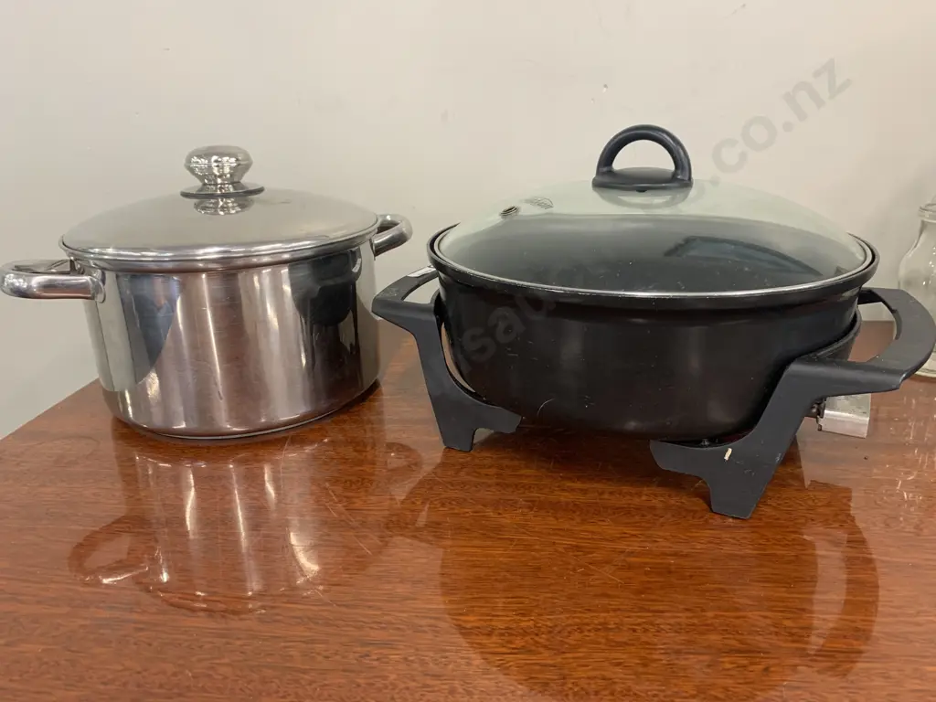 Sunbeam Round Electric Frypan & a Morgan Ware Stock Pot Image 1++