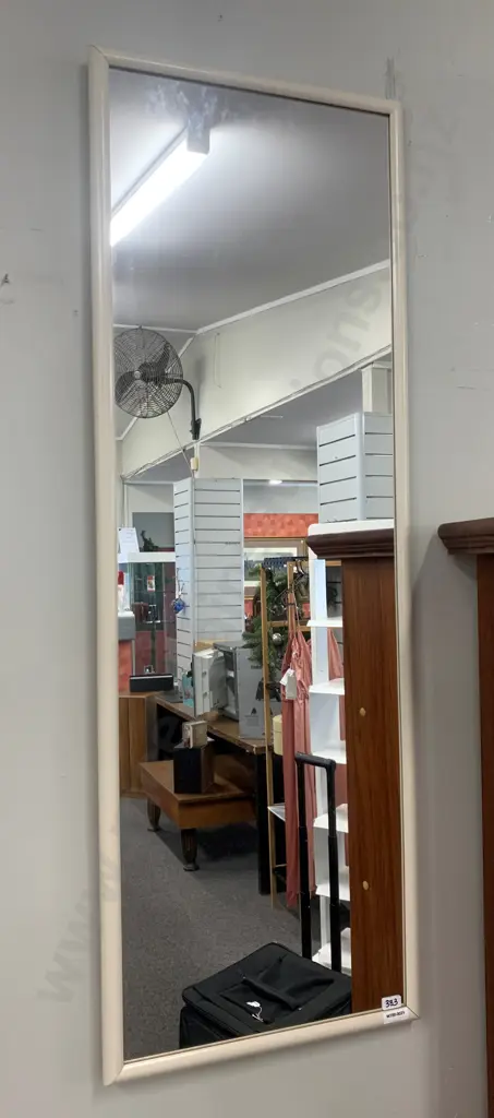Cream Framed Rectangular Mirror, 110 x 38cm Image 1++