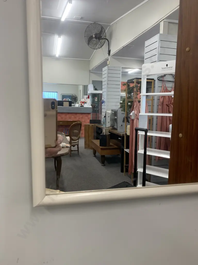 Cream Framed Rectangular Mirror, 110 x 38cm Image 1++