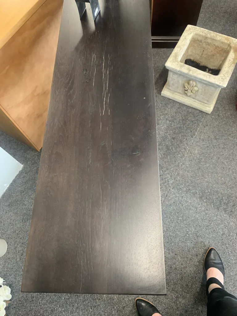 Modernised Dark Brown Wooden Hall Table, H75 W120 D33cm Image 1++