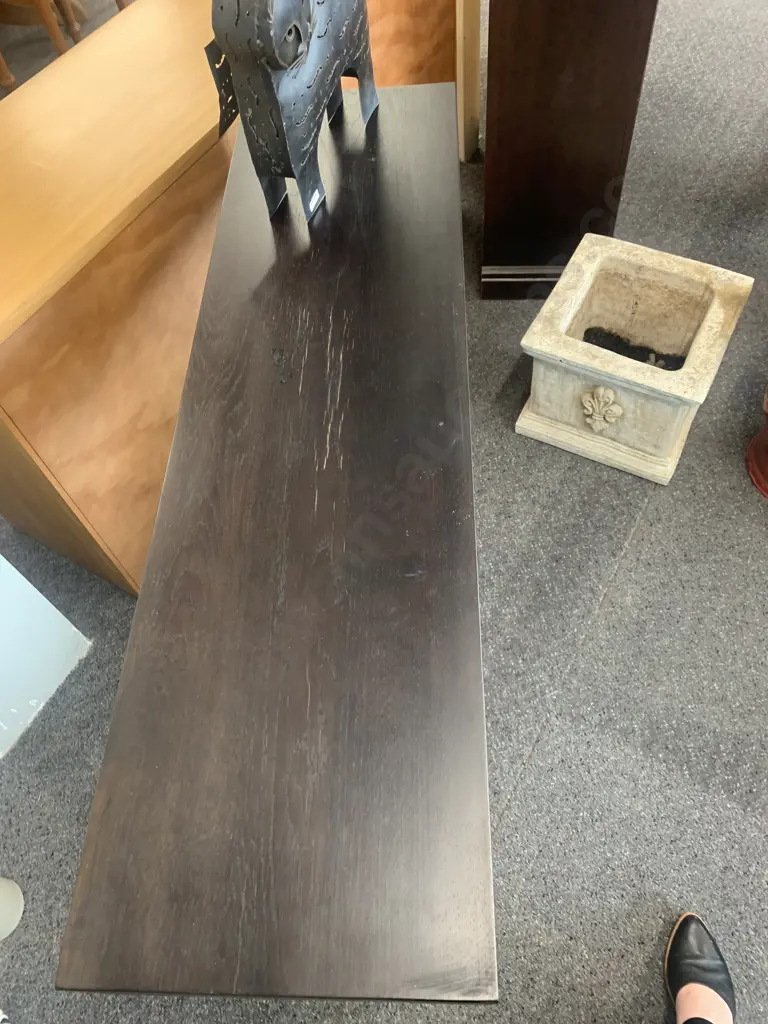 Modernised Dark Brown Wooden Hall Table, H75 W120 D33cm Image 1++