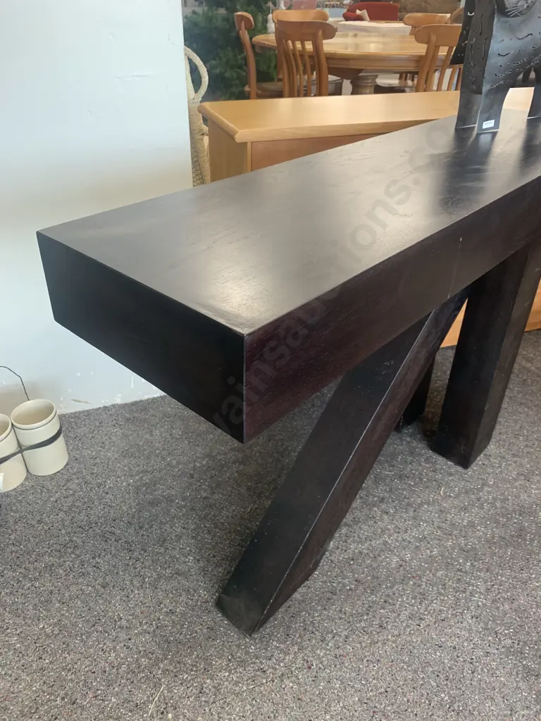 Modernised Dark Brown Wooden Hall Table, H75 W120 D33cm Image 1++