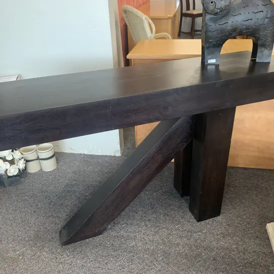 Modernised Dark Brown Wooden Hall Table, H75 W120 D33cm