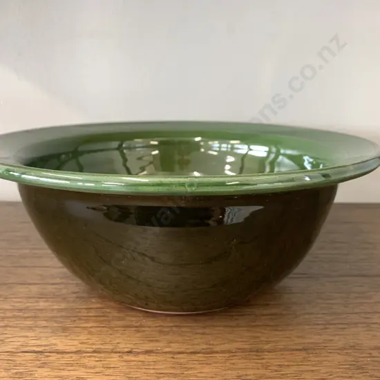 Large Green Tony Sly Style Glazed Pottery Bowl, 29cm