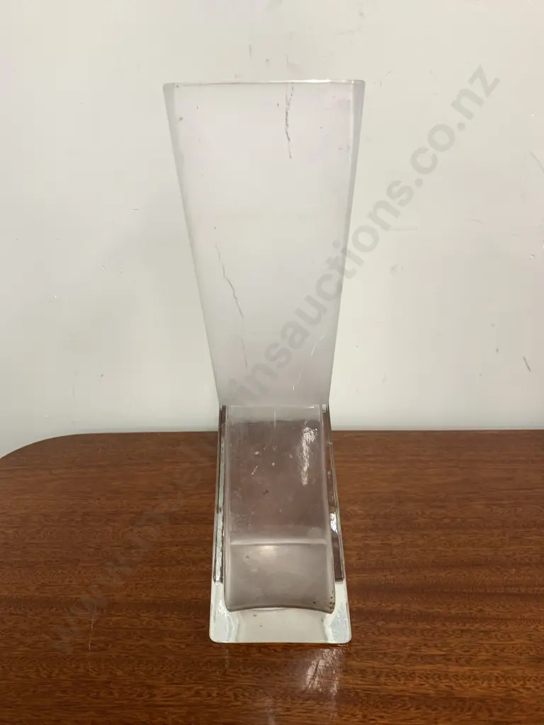 Pasabahce Hand Made Square Glass Vase, Clear & Frosted, H40 W10 D10cm Image 1++