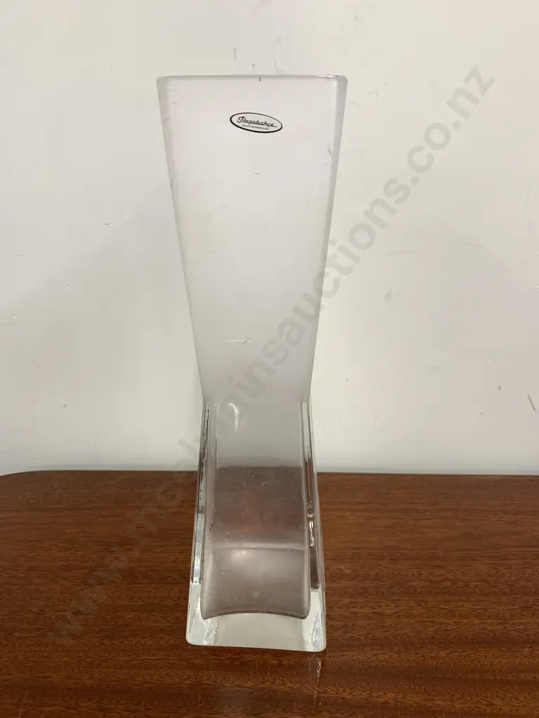 Pasabahce Hand Made Square Glass Vase, Clear & Frosted, H40 W10 D10cm Image 1++