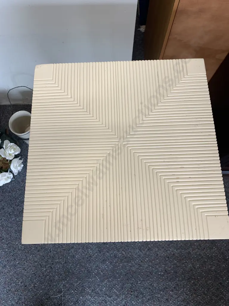 Cream Square Patterned Top Side Table, H60 W30 D30cm Image 1++