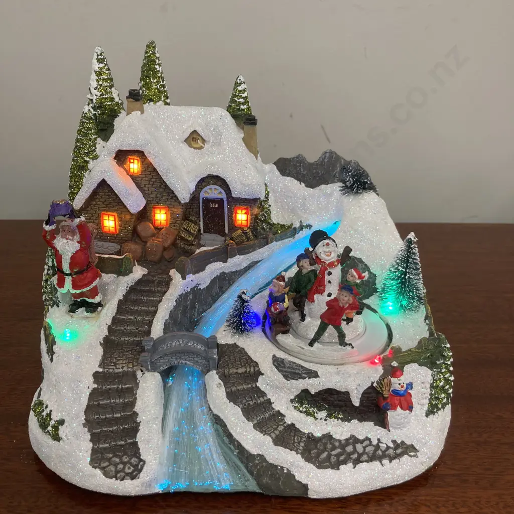 Christmas Wishes Christmas Village With LED, Animation, Music On/Off (Factory Second - Boy Missing Arm) H20 W23 D19cm Image 1++