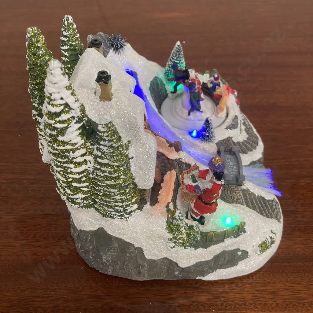 Christmas Wishes Christmas Village With LED, Animation, Music On/Off (Factory Second - Boy Missing Arm) H20 W23 D19cm Image 1++