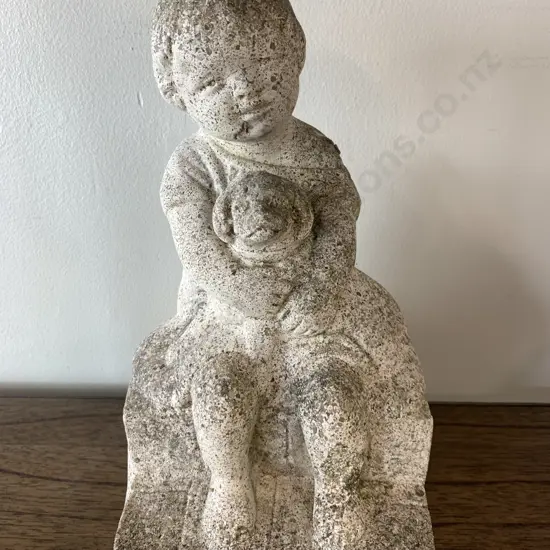 Concrete Garden Statue 'Her Pet' 26 x 16cm