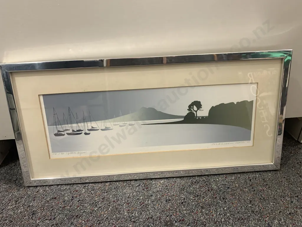 Storm Light Limited Edition Screen Print by Malcolm Warr 1983, Polished & Glazed Frame, 28 x 61cm Image 1++