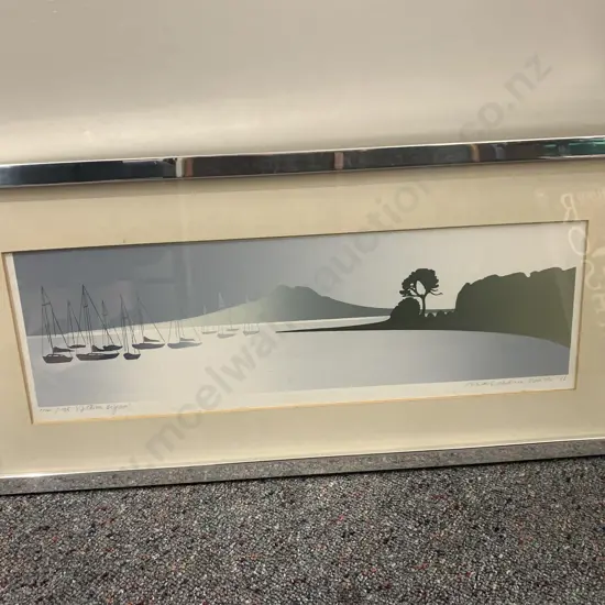 Storm Light Limited Edition Screen Print by Malcolm Warr 1983, Polished & Glazed Frame, 28 x 61cm