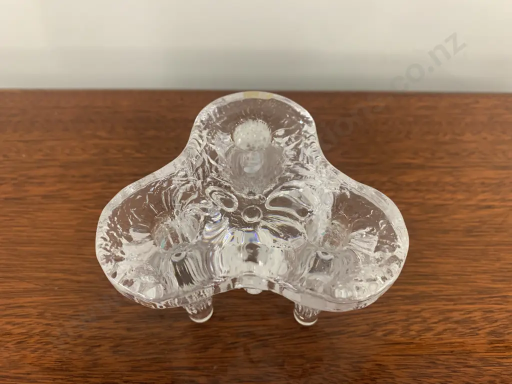 Vintage Kosta Boda Glass Icicle Three Candle Holder H7.5cm,D9.5cm Image 1++