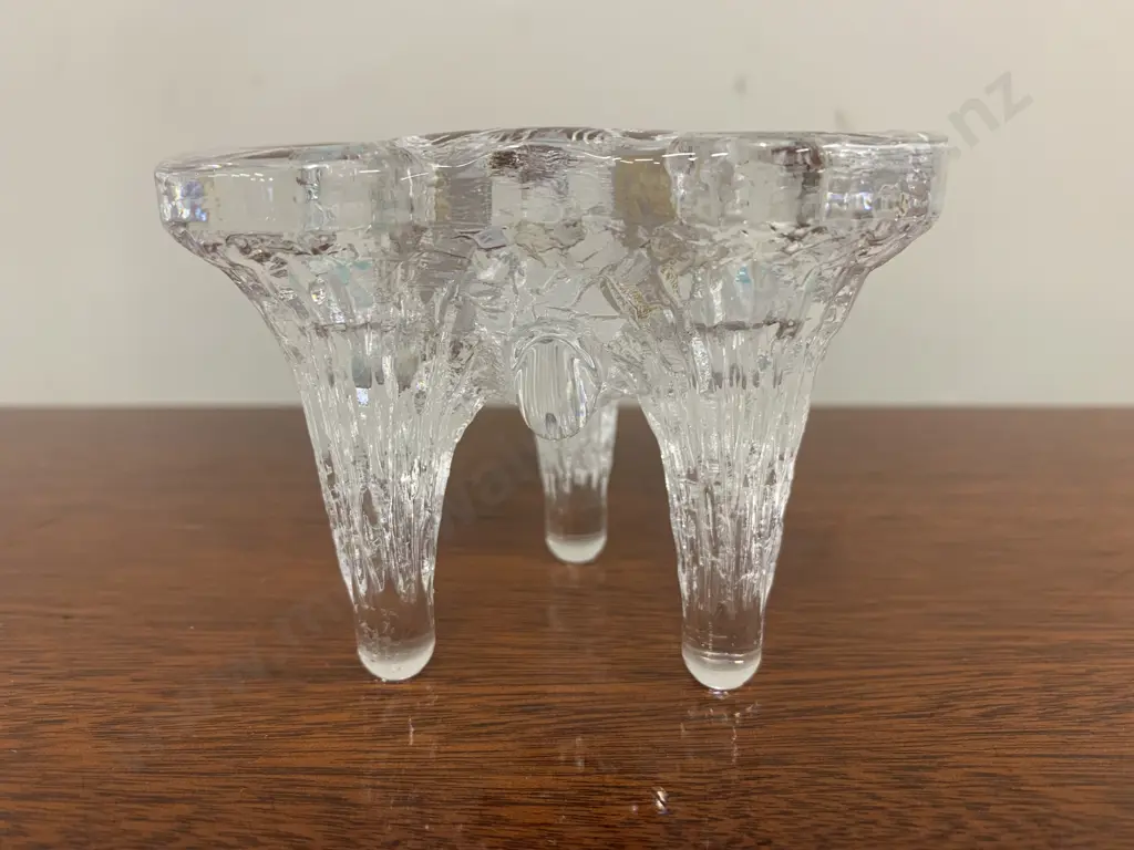 Vintage Kosta Boda Glass Icicle Three Candle Holder H7.5cm,D9.5cm Image 1++