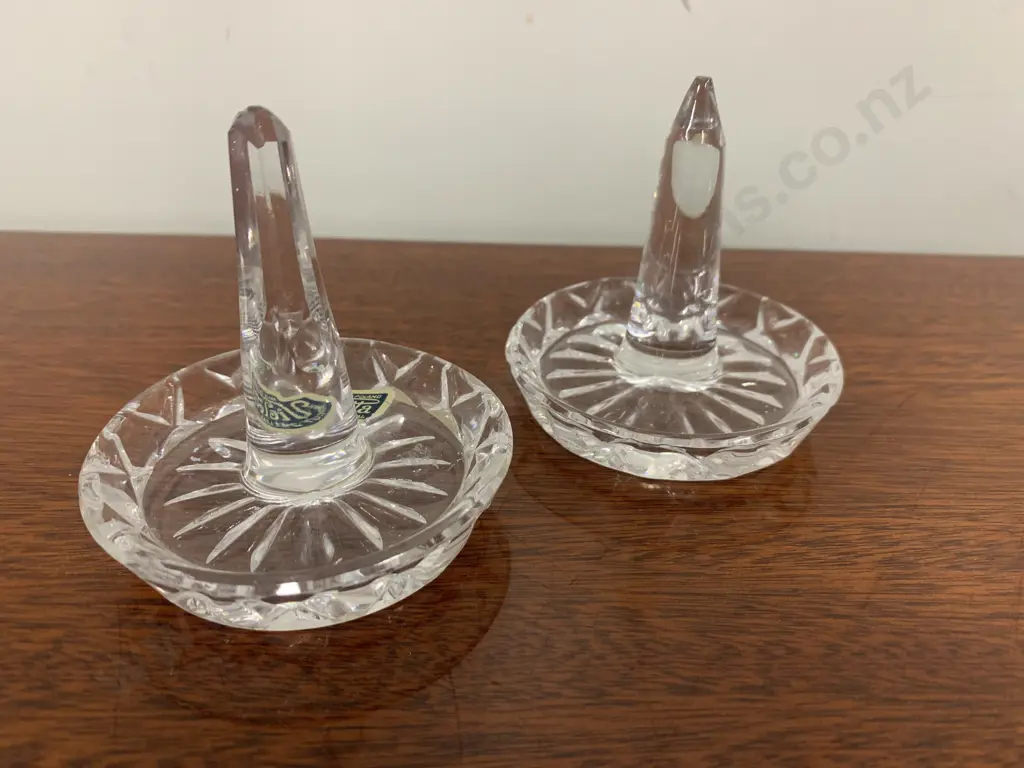 Pair Of Polish Crystal Ring Holders H9cm, Diam8cm Image 1++