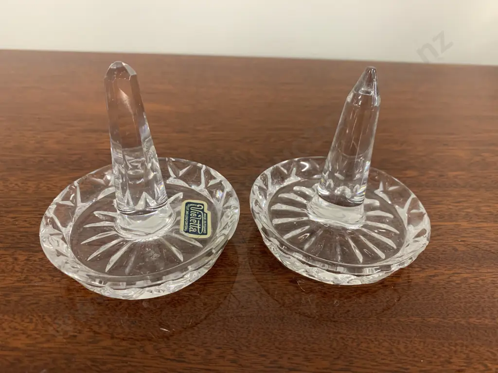 Pair Of Polish Crystal Ring Holders H9cm, Diam8cm Image 1++