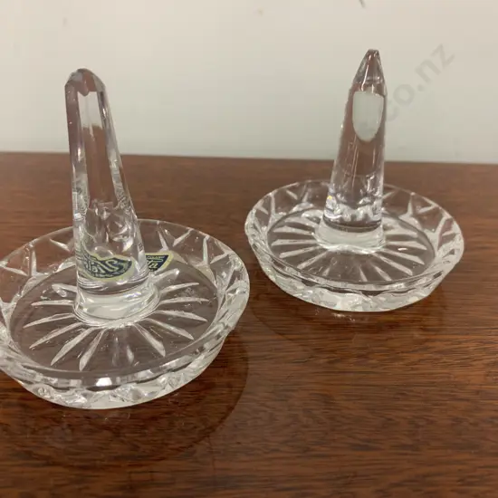 Pair Of Polish Crystal Ring Holders H9cm, Diam8cm