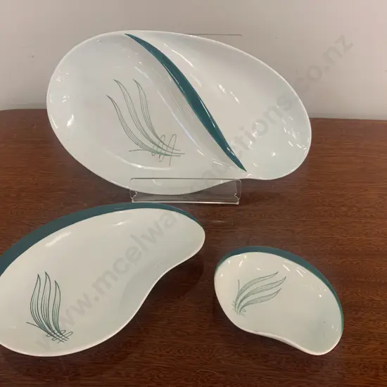 Rare Quirky Art Deco Handpainted Carlton Ware "Wind Swept" Sectioned Serving Dish Pin Dish Etc (af to 1)
