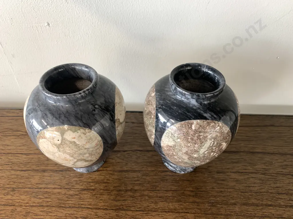 Marble Look Vases x 2, H13cm Image 1++