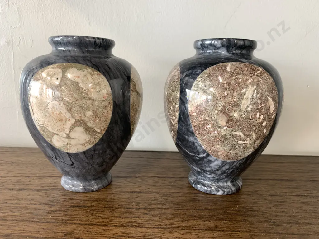 Marble Look Vases x 2, H13cm Image 1++