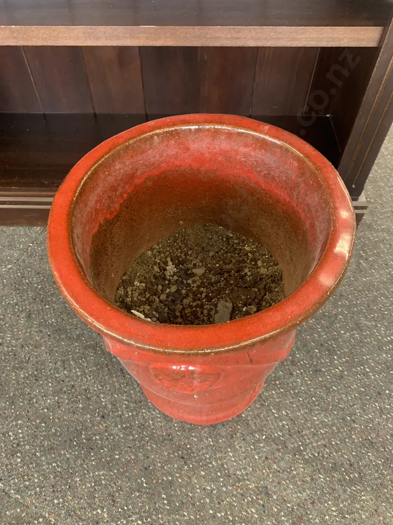 Footed Burgundy Garden Planter With Relief Detail 42 x 33cm Image 1++