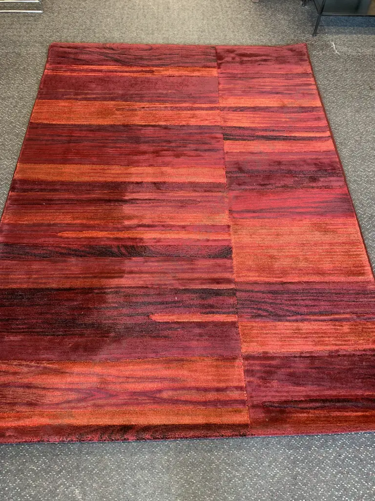 Floor Rug, Purple / Orange / Black Multi Coloured Striped, 230 x 160cm Image 1++