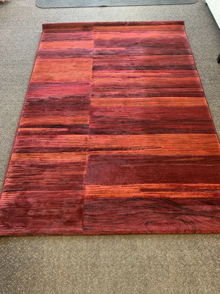 Floor Rug, Purple / Orange / Black Multi Coloured Striped, 230 x 160cm Image 1++