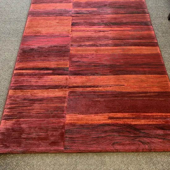 Floor Rug, Purple / Orange / Black Multi Coloured Striped, 230 x 160cm