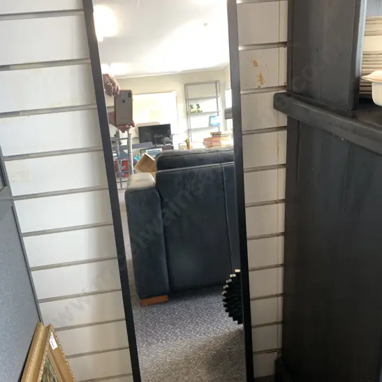 Black Rectangular Framed Wall Mirror, 121 x 33cm