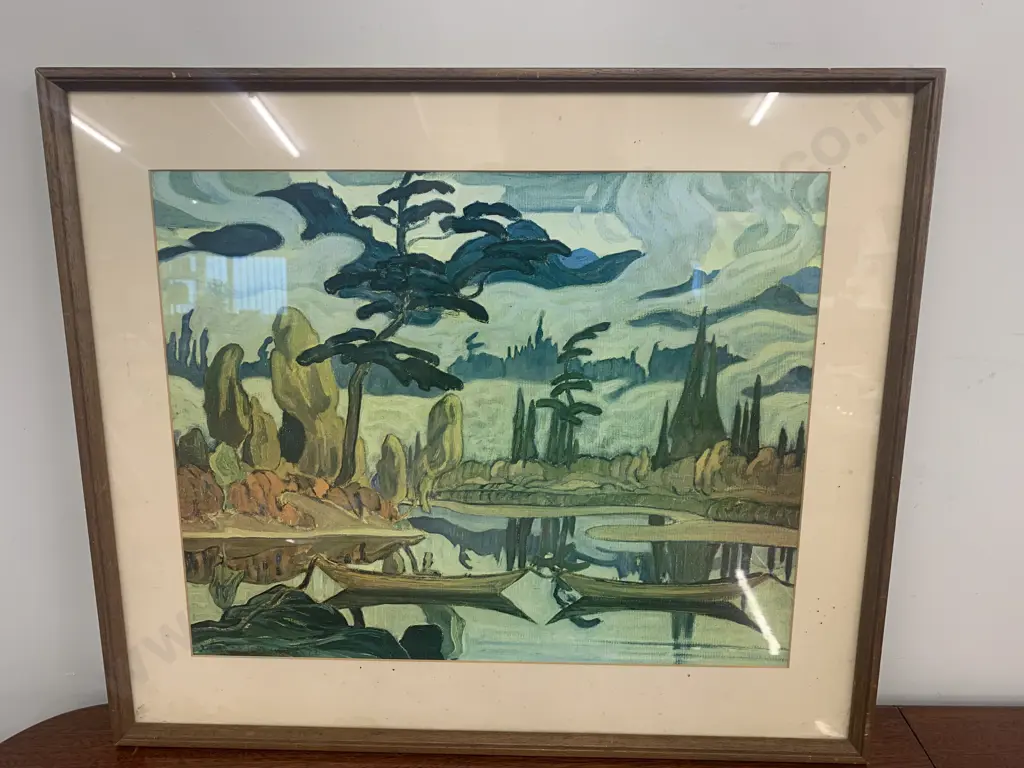 Vintage Framed Artwork 'River Scene' Signed By Artist H54cm, W53cm. Image 1++
